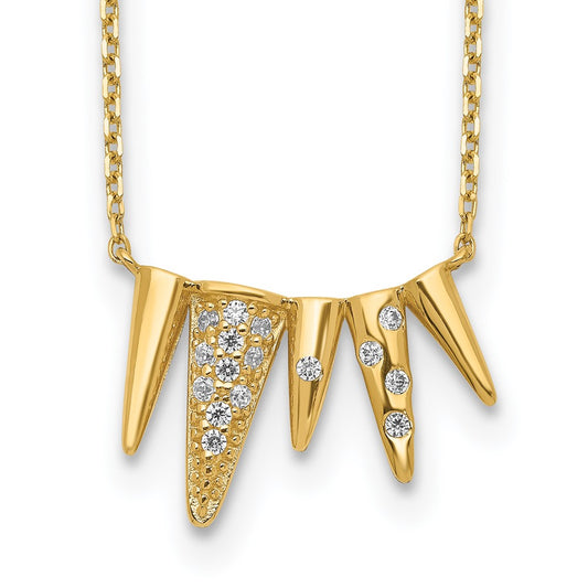 Decorated Triangles CZ with 2IN EXT Necklace - WBC