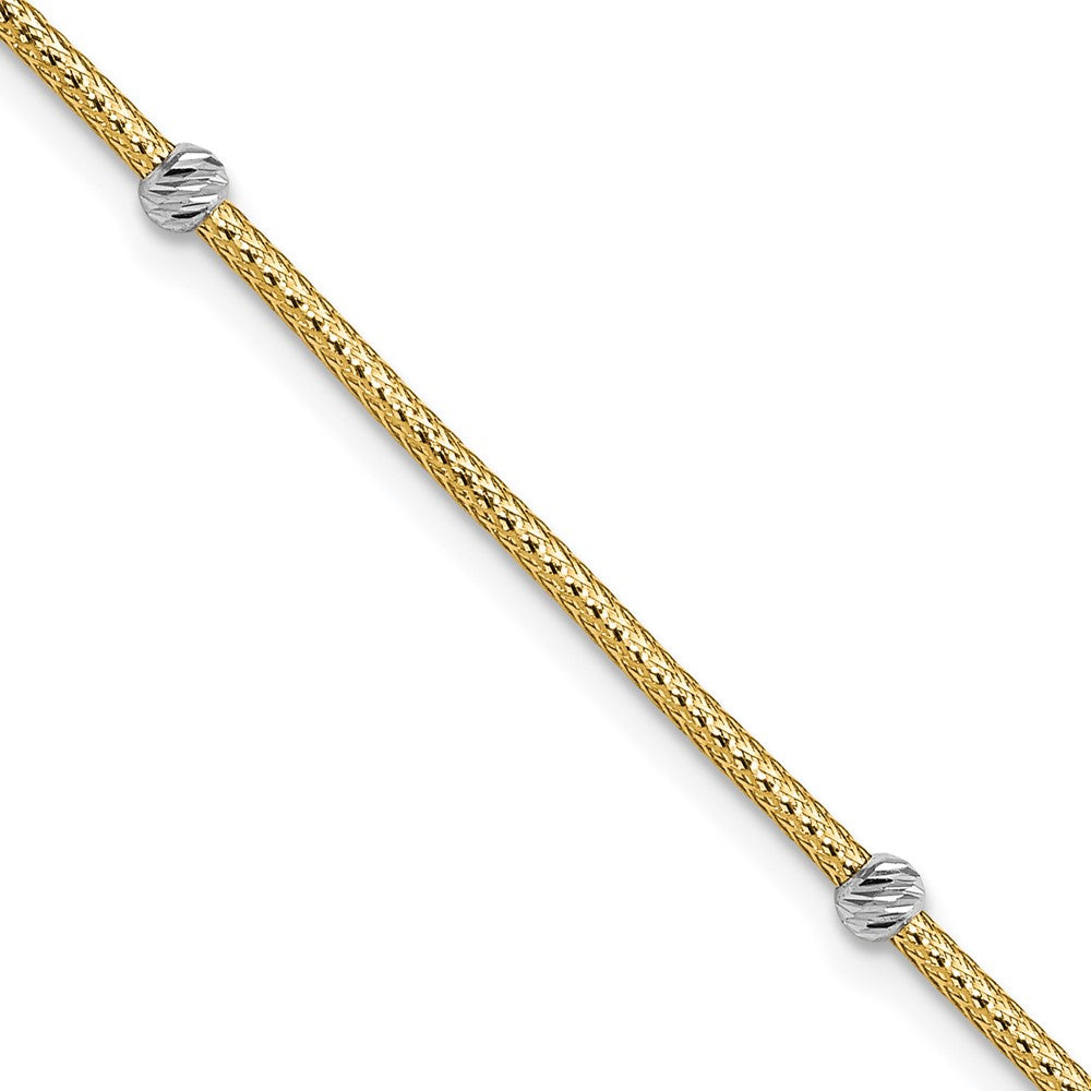 with Rhodium Woven Flexible Diamond-cut Moveable Beads Bracelet - WBC