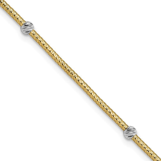 with Rhodium Woven Flexible Diamond-cut Moveable Beads Bracelet - WBC