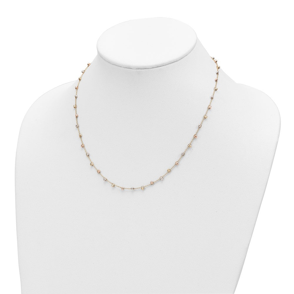 Tri-color Polished Diamond-cut Fancy Beaded Necklace - WBC