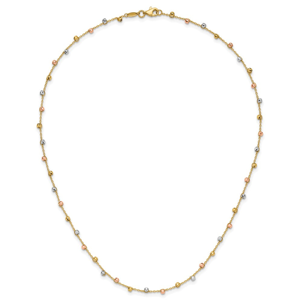 Tri-color Polished Diamond-cut Fancy Beaded Necklace - WBC