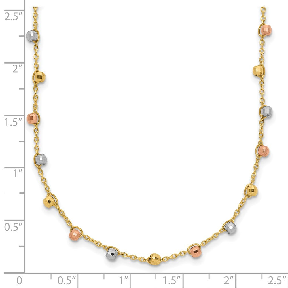 Tri-color Polished Diamond-cut Fancy Beaded Necklace - WBC