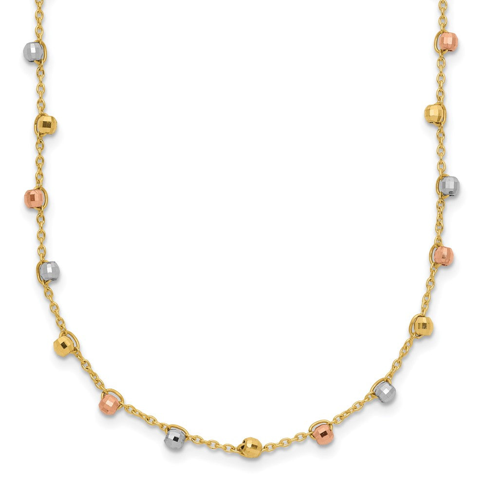 Tri-color Polished Diamond-cut Fancy Beaded Necklace - WBC