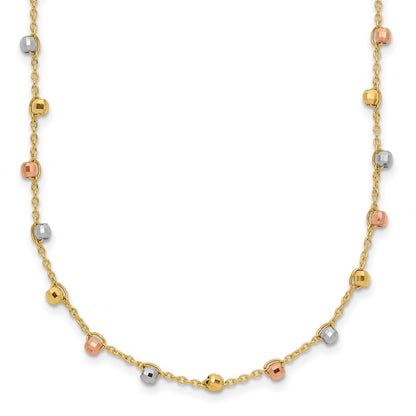 Tri-color Polished Diamond-cut Fancy Beaded Necklace - WBC