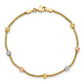 Tri-color Diamond-cut Beads and Mesh Chain 7-Station Bracelet - WBC