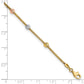 Tri-color Diamond-cut Beads and Mesh Chain 7-Station Bracelet - WBC