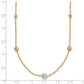 Tri-Color Diamond-cut Beads and Beaded Chain Station Necklace - WBC