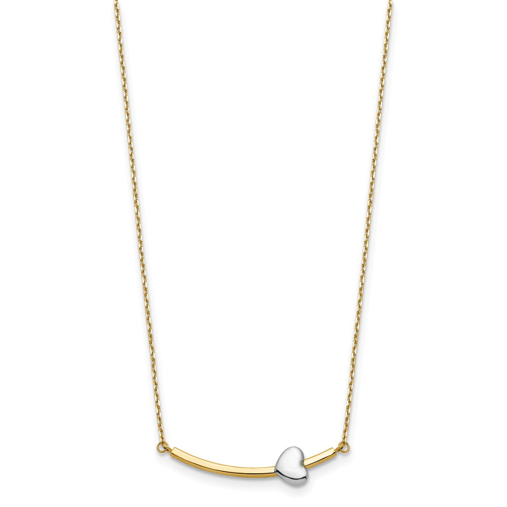 Two-tone Curved Bar with Heart Necklace - WBC