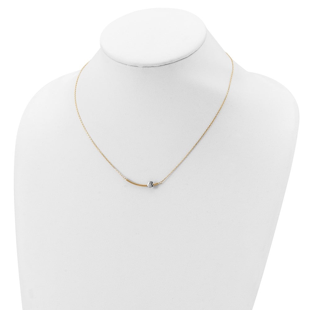 Two-tone Curved Bar with Heart Necklace - WBC