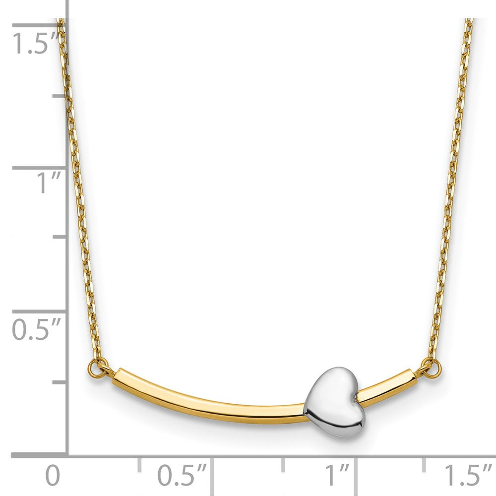 Two-tone Curved Bar with Heart Necklace - WBC