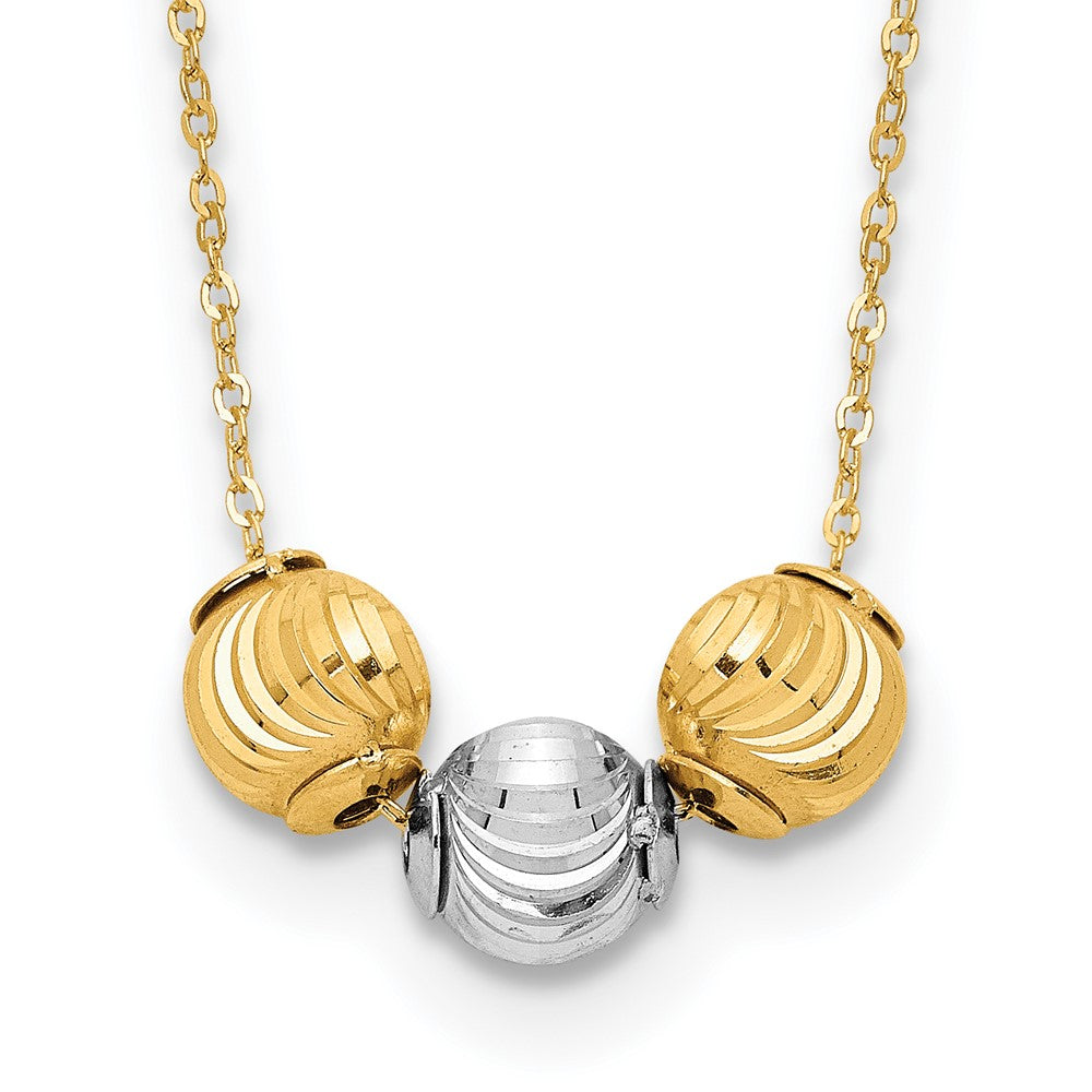 Two-tone Polished Laser-cut Beads Necklace - WBC