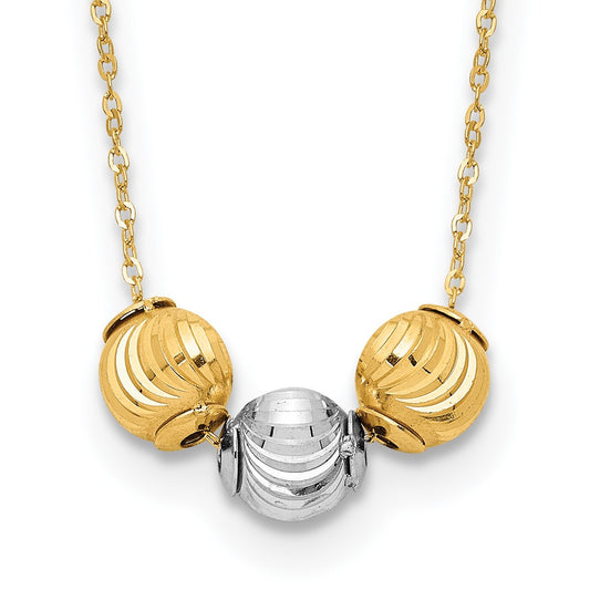 Two-tone Polished Laser-cut Beads Necklace - WBC