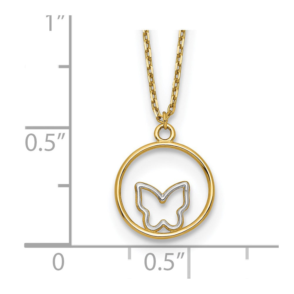 w/Rhodium Butterfly in Circle Necklace - WBC