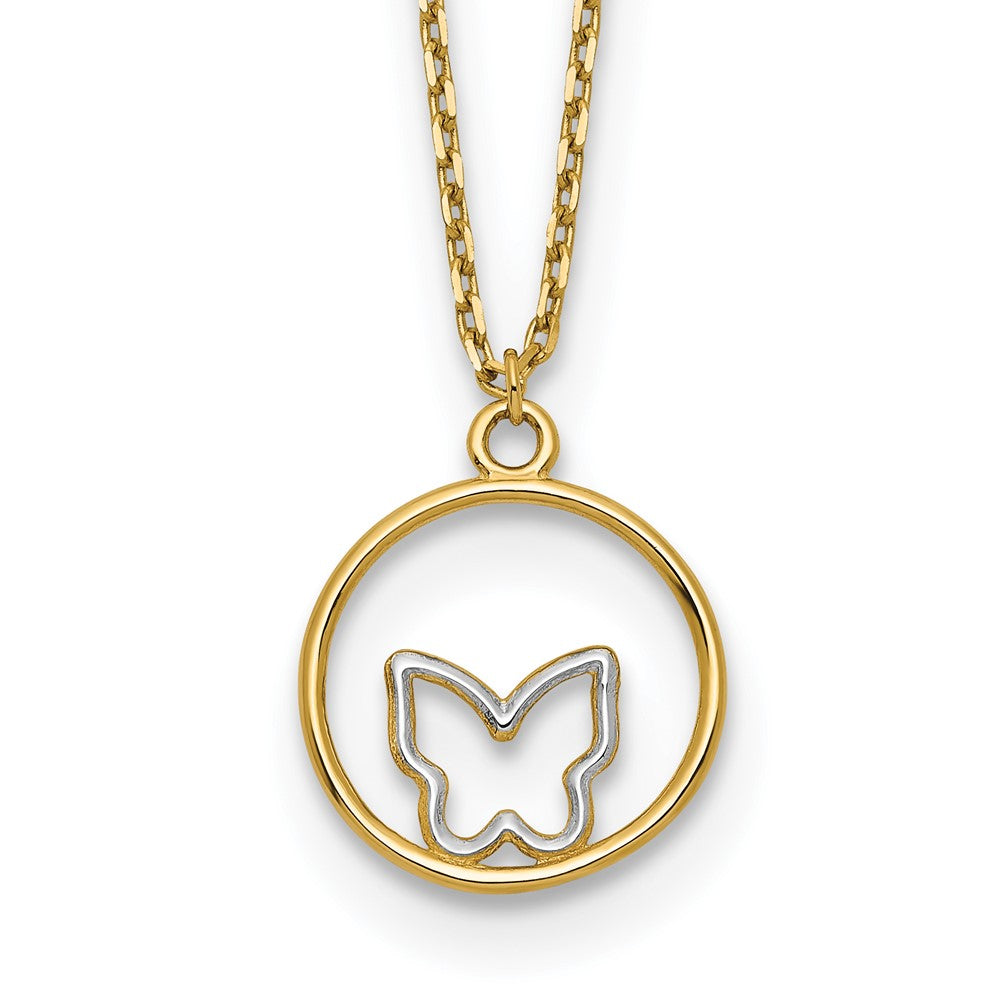 w/Rhodium Butterfly in Circle Necklace - WBC