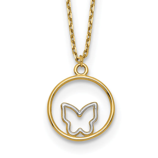 w/Rhodium Butterfly in Circle Necklace - WBC
