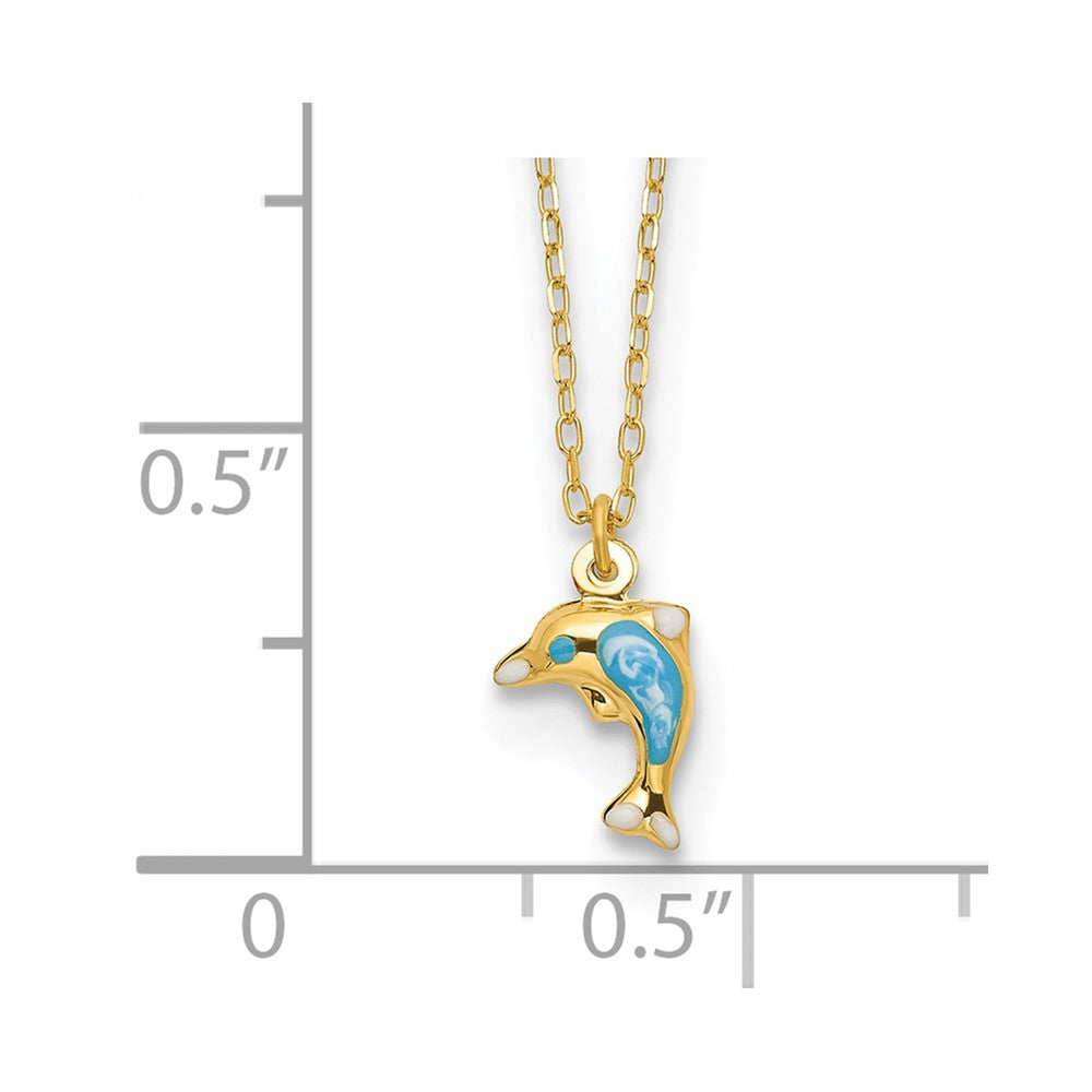 Polished Enameled Dolphin 16.5in Necklace - WBC