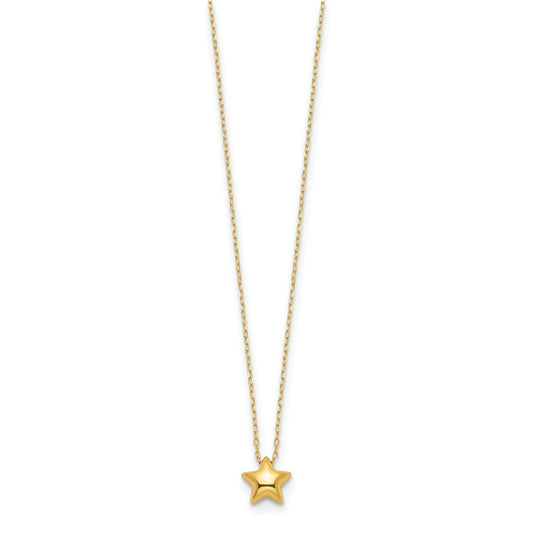 Polished Puffed Star Pendant Necklace - WBC