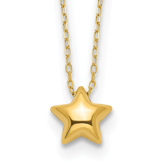 Polished Puffed Star Pendant Necklace - WBC