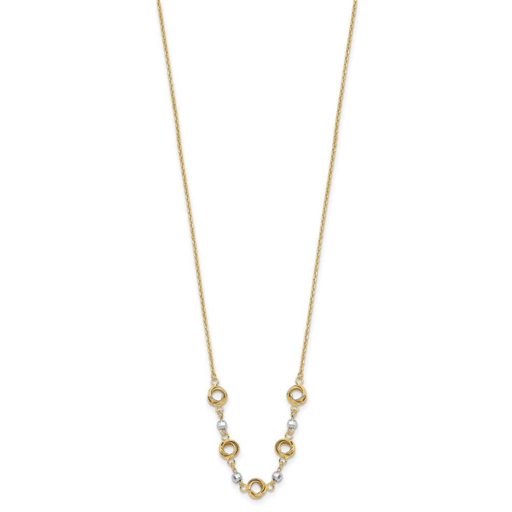 Two-tone Polished Love Knots with Mirror Beads Necklace Plus Extender - WBC