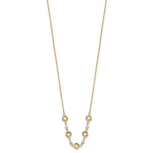 Two-tone Polished Love Knots with Mirror Beads Necklace Plus Extender - WBC