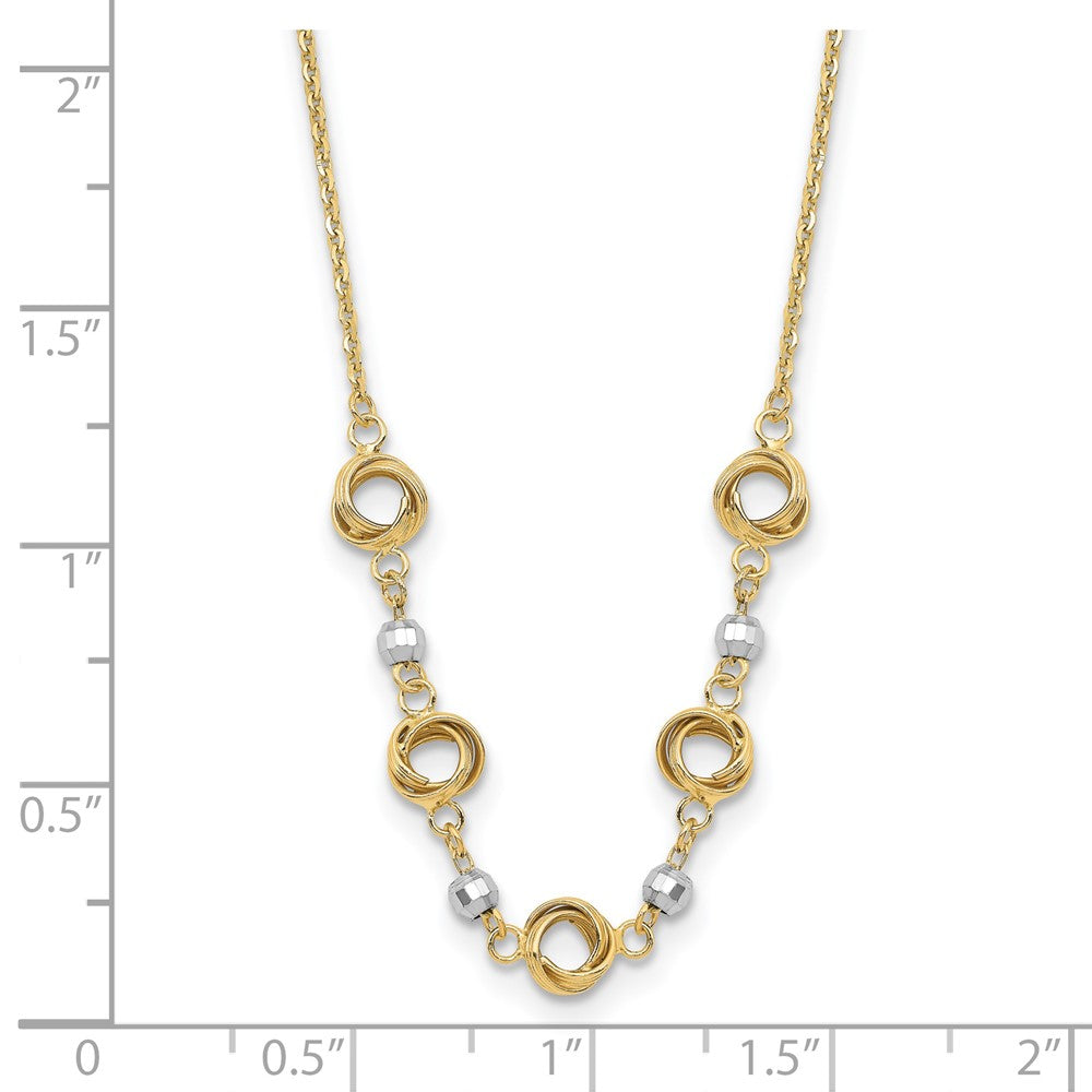 Two-tone Polished Love Knots with Mirror Beads Necklace Plus Extender - WBC