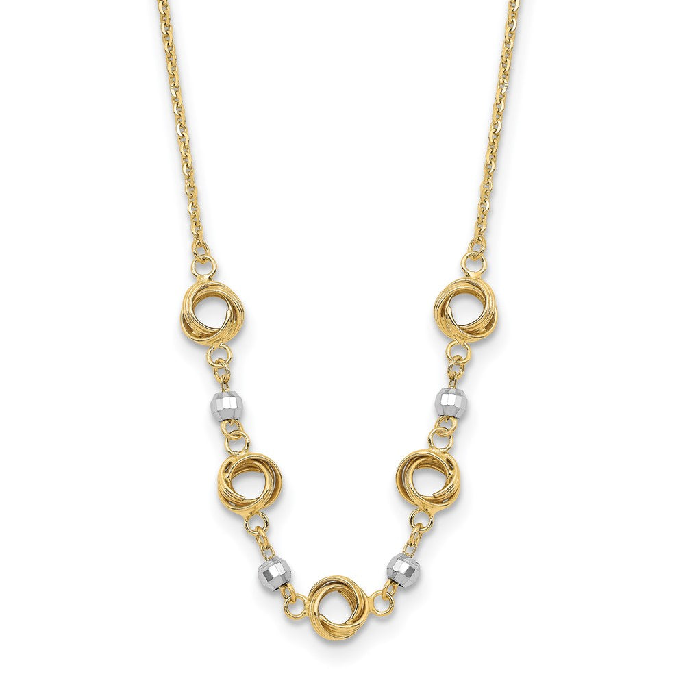 Two-tone Polished Love Knots with Mirror Beads Necklace Plus Extender - WBC