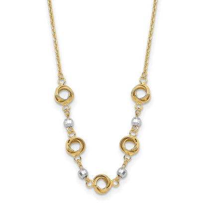 Two-tone Polished Love Knots with Mirror Beads Necklace Plus Extender - WBC