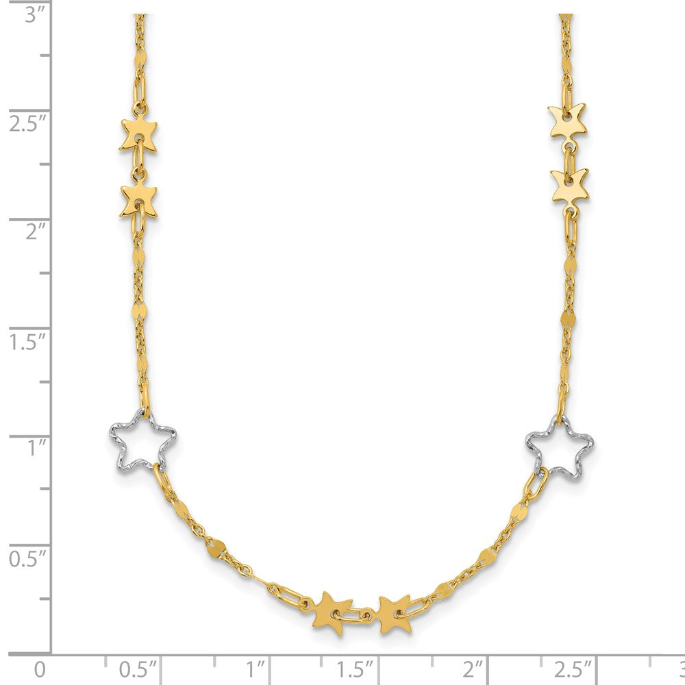 Two-tone Polished Star Necklace - WBC