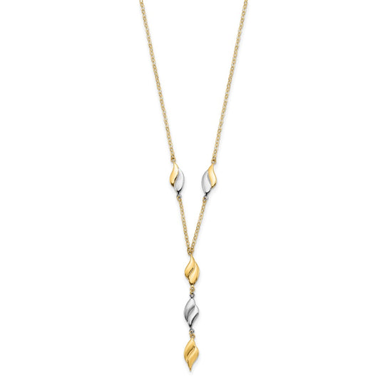 Two-tone Polished Wavy Dangle Fancy Y-Drop Necklace - WBC