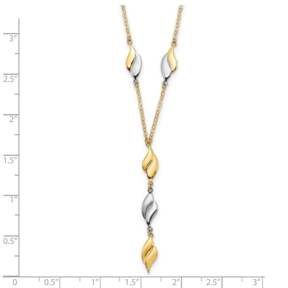 Two-tone Polished Wavy Dangle Fancy Y-Drop Necklace - WBC