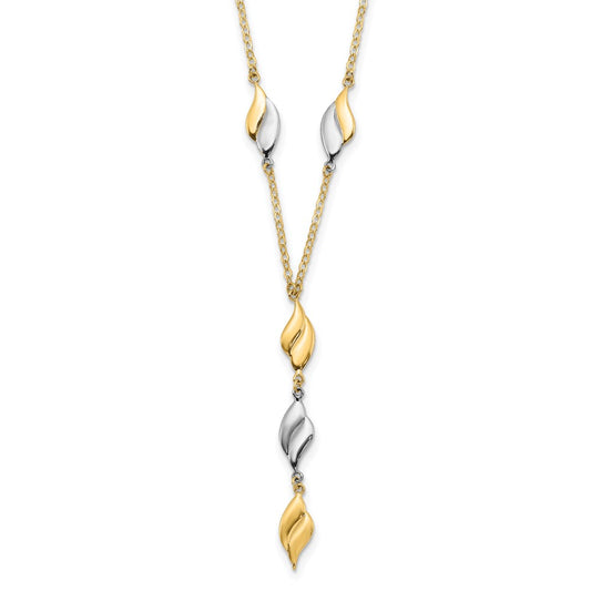 Two-tone Polished Wavy Dangle Fancy Y-Drop Necklace - WBC