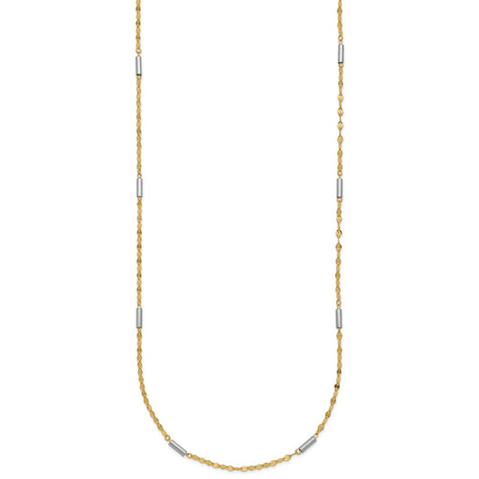 Two-tone Diamond-cut Chain and Mini Bar Links Fancy Necklace - WBC