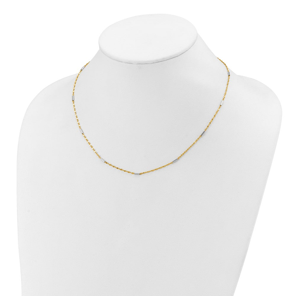 Two-tone Diamond-cut Chain and Mini Bar Links Fancy Necklace - WBC