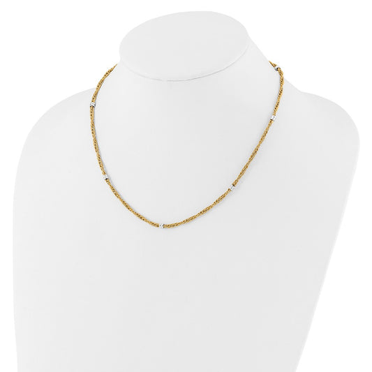 Two-tone Polished Fancy Beaded 7-Station Necklace - WBC