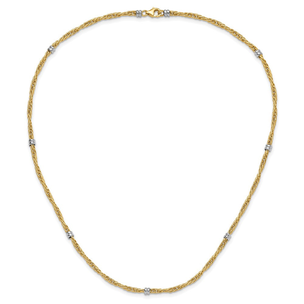 Two-tone Polished Fancy Beaded 7-Station Necklace - WBC