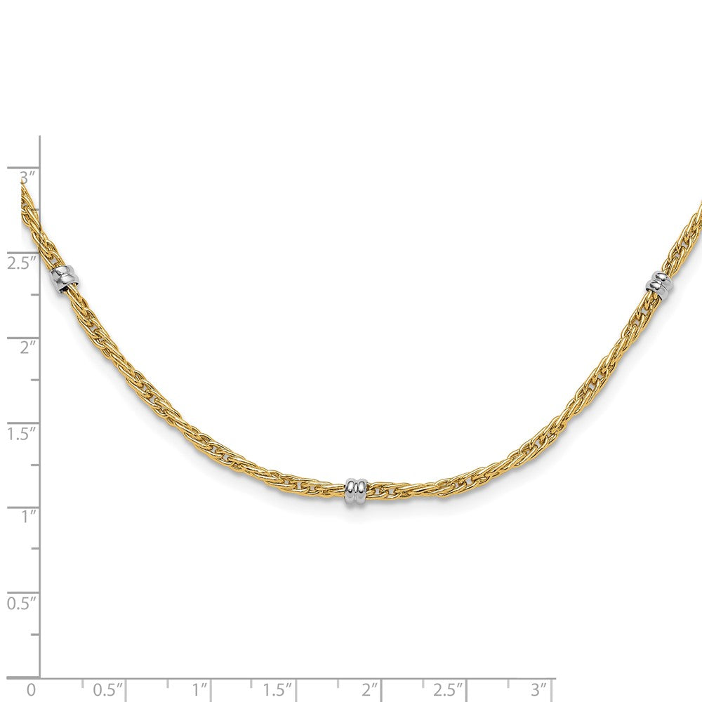 Two-tone Polished Fancy Beaded 7-Station Necklace - WBC