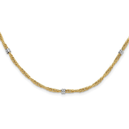 Two-tone Polished Fancy Beaded 7-Station Necklace - WBC