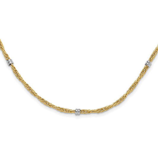 Two-tone Polished Fancy Beaded 7-Station Necklace - WBC