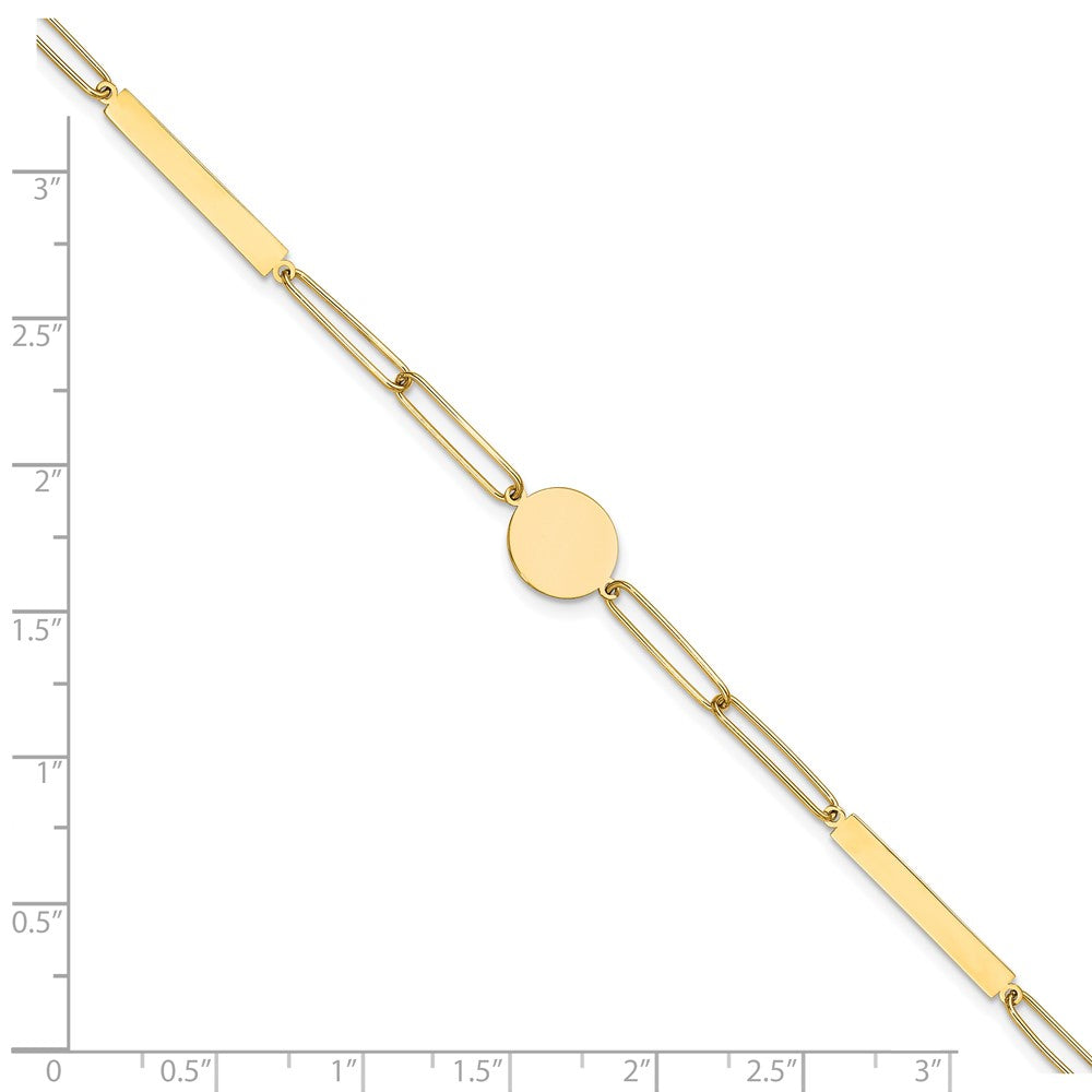 Polished Paperclip Link with Circle and Bars Bracelet - WBC
