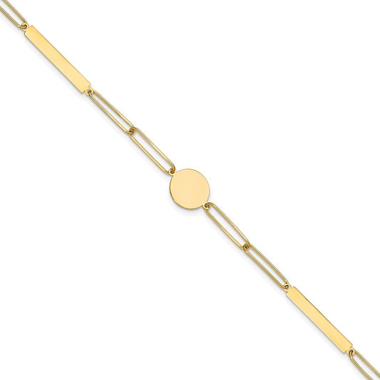 Polished Paperclip Link with Circle and Bars Bracelet - WBC
