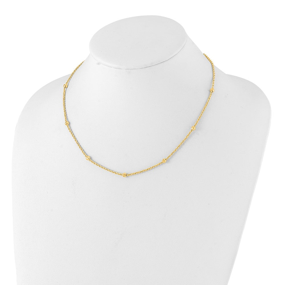 Mirror Beads and Diamond-cut Rope Chain 7-Station Necklace - WBC