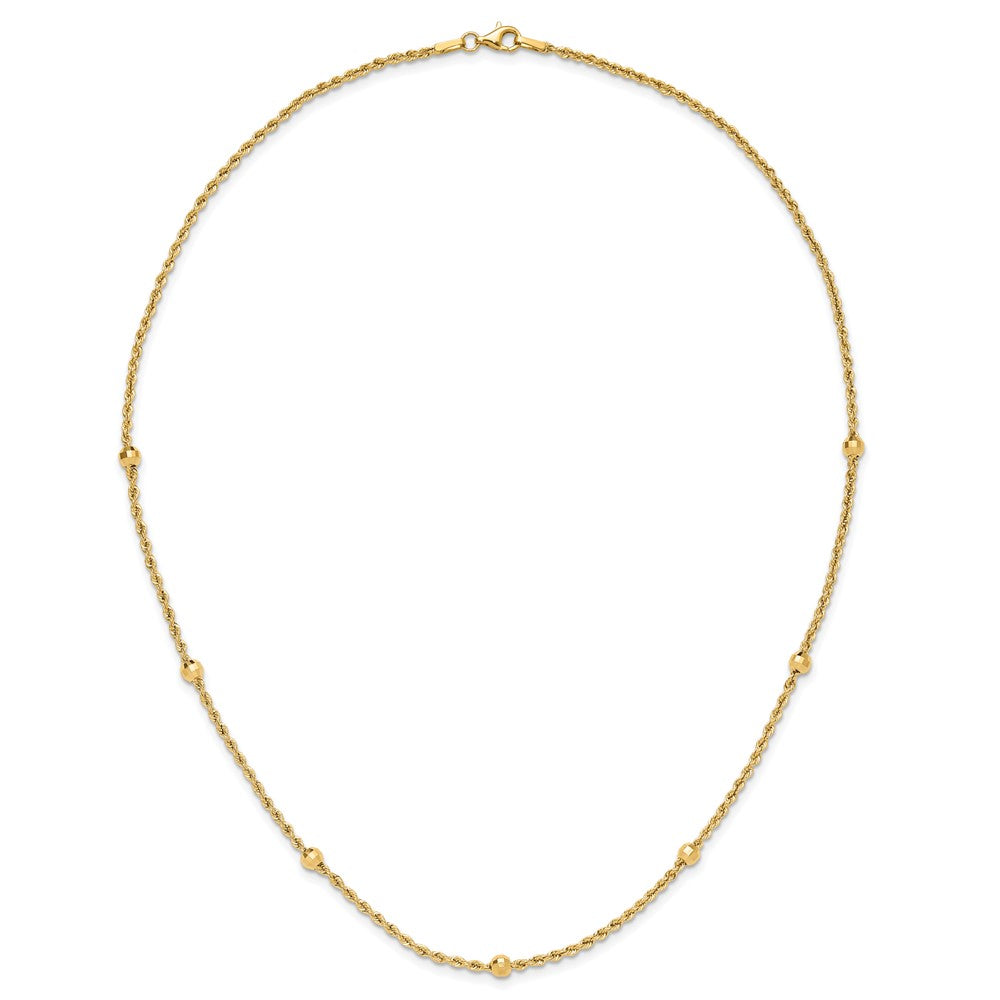 Mirror Beads and Diamond-cut Rope Chain 7-Station Necklace - WBC