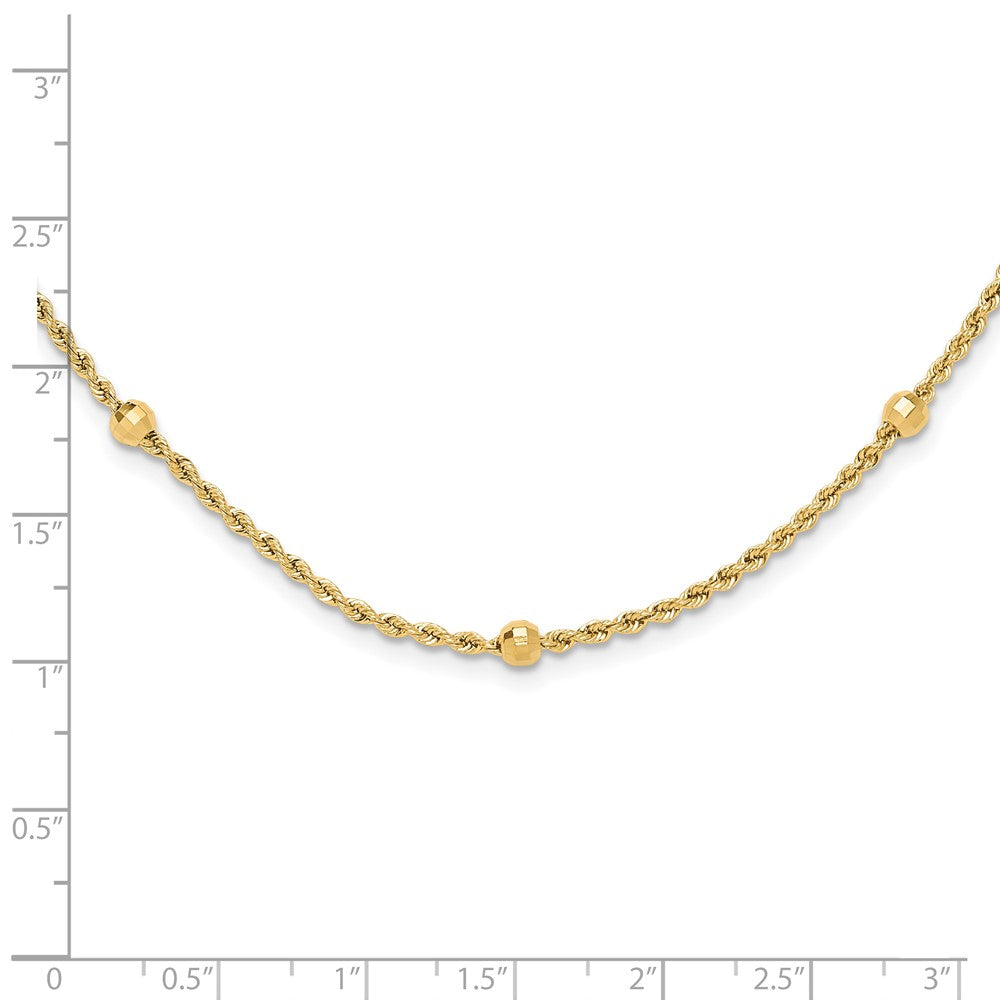 Mirror Beads and Diamond-cut Rope Chain 7-Station Necklace - WBC