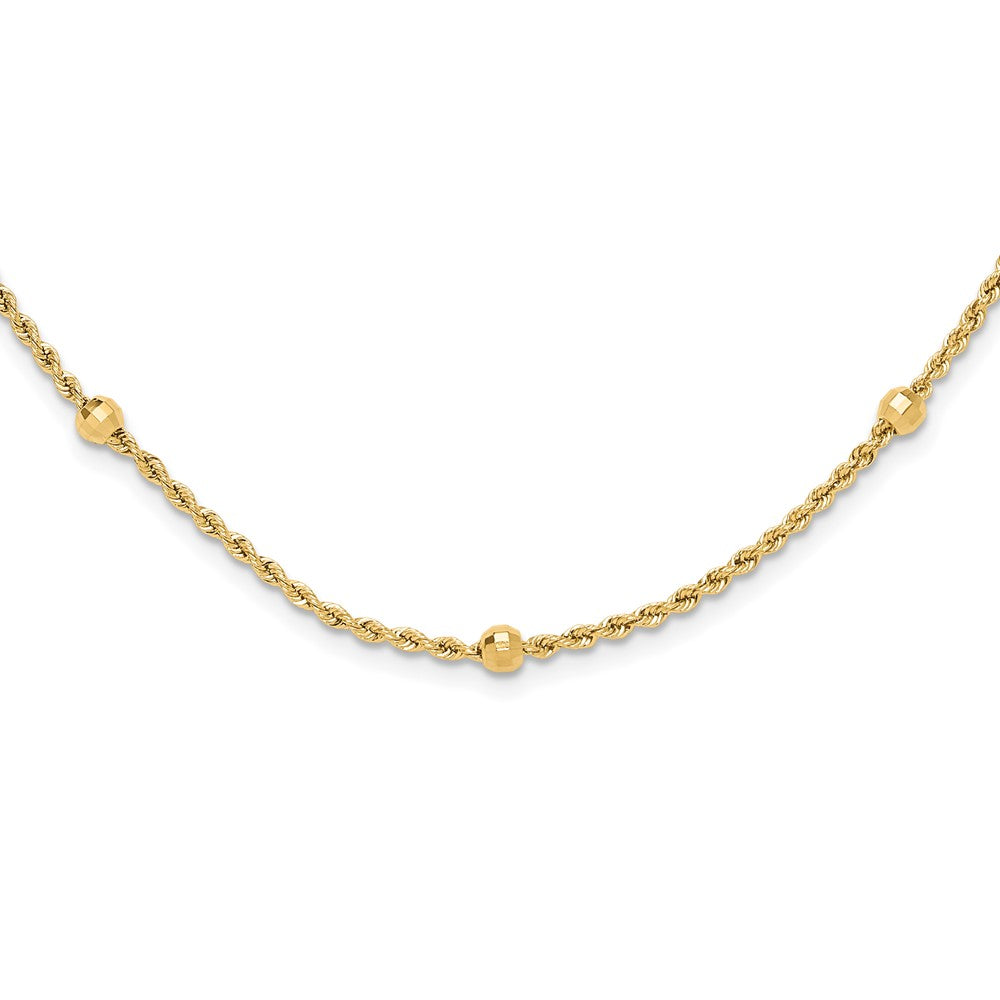 Mirror Beads and Diamond-cut Rope Chain 7-Station Necklace - WBC