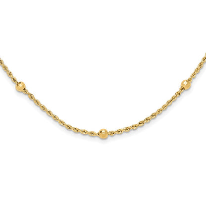 Mirror Beads and Diamond-cut Rope Chain 7-Station Necklace - WBC