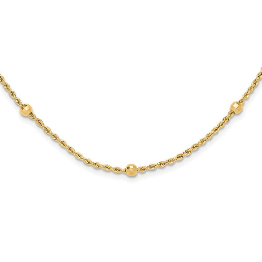 Mirror Beads and Diamond-cut Rope Chain 7-Station Necklace - WBC