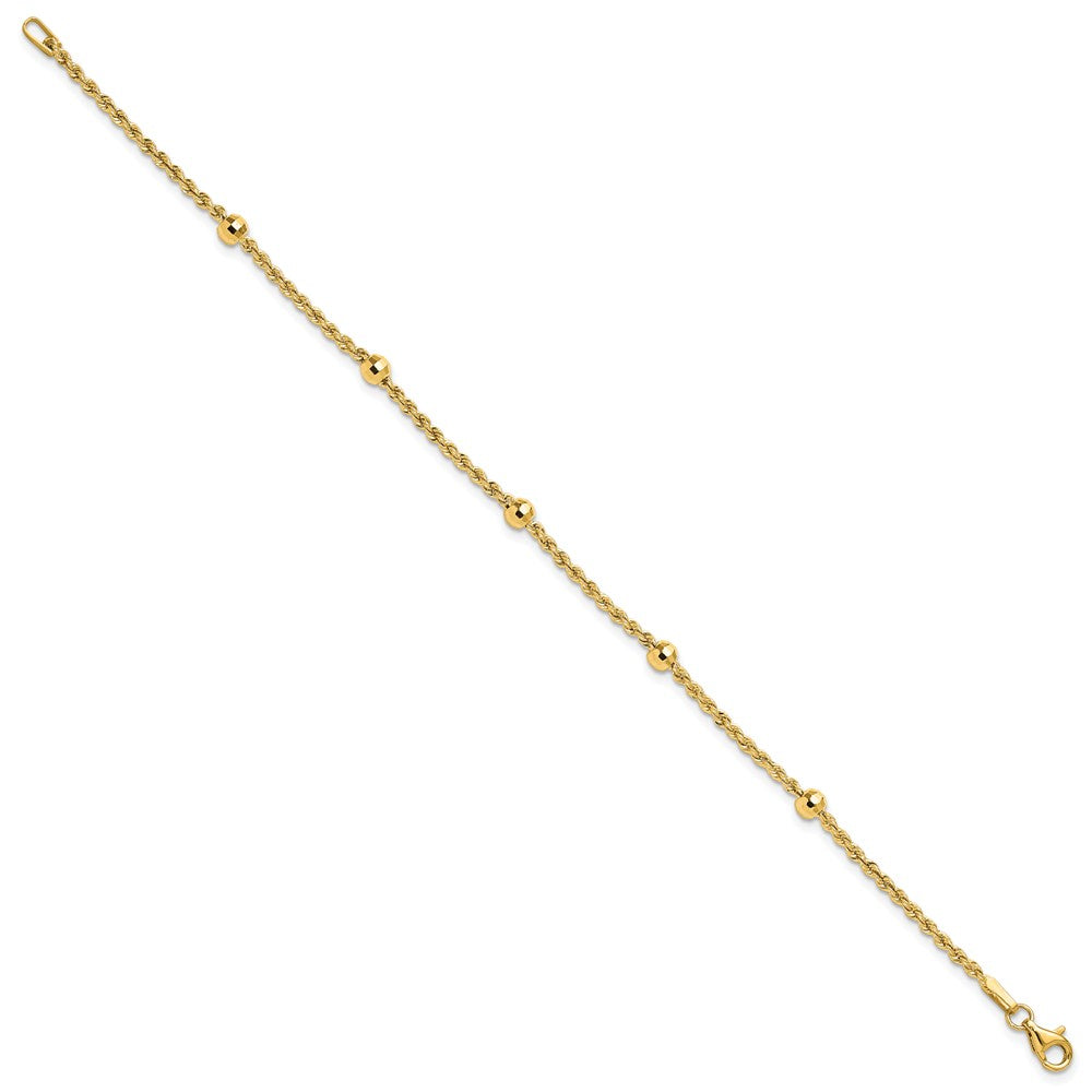 Mirror Beads and Diamond-cut Rope Chain 5-Station Bracelet - WBC