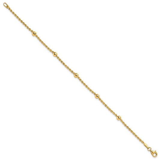 Mirror Beads and Diamond-cut Rope Chain 5-Station Bracelet - WBC