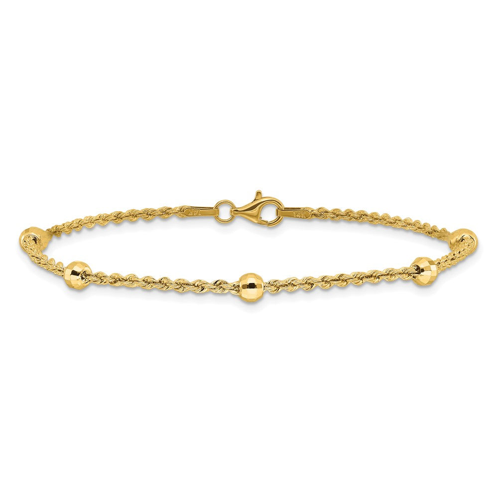 Mirror Beads and Diamond-cut Rope Chain 5-Station Bracelet - WBC