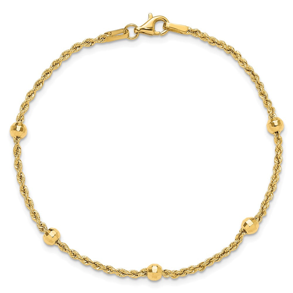 Mirror Beads and Diamond-cut Rope Chain 5-Station Bracelet - WBC